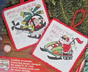 Helicopter & Snowmobile Santa - Magazine cross stitch pattern - Ornaments - Picture 1 of 1