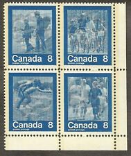 Canada 8 cent stamps 1974 MNH Corner Block # 629-632 "Keep Fit" Summer Sports 