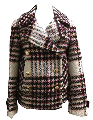Chaquetón corto Coach 83130 para mujer EMMNLLE a cuadros Boucle multicolor dorado botón S Foto 1 de 4