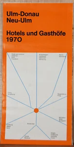 '70 Old Retro Flyer Pamphlet Ulm Donau New Ulm Germany Hotels Restaurants List - Picture 1 of 3