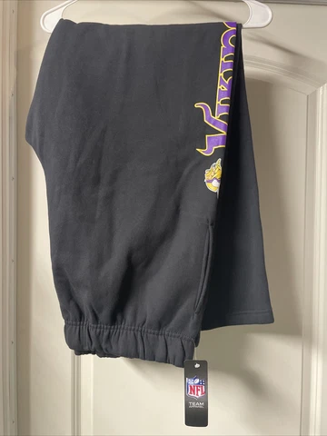 Minnesota Vikings Majestic Mens XL NFL Football Black Sweatpants NWT Drawstring Cover