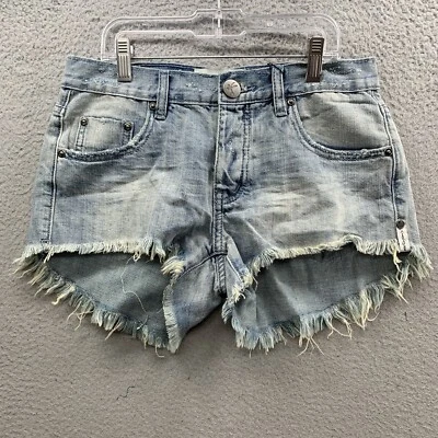 Pantalones Cortos de Denim Bonita de Cintura Alta One Teaspoon Nuevos con Etiquetas 23 Diamantes Delgados Dobladillo Crudo Foto 1 de 4