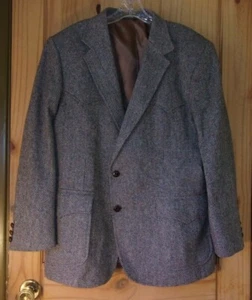 Blazer Levi's Western Wear marrone tweed a spina di pesce made in USA, uomo 44R       - Foto 1 di 6