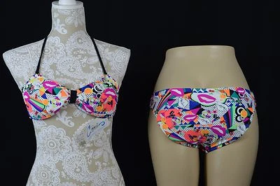 California Waves Womens Medium White Bright Halter Bikini Removable Padding NEW - Image 1 of 4