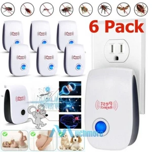 Ultrasonic Plug-in Pest Repeller Insect Bug Rat Spider Mosquito Control- 6 Pack - Picture 1 of 18