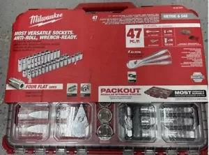 Milwaukee Tool 48-22-9487 Jeu de douilles à cliquet d'entraînement 47 pièces 1/2" paquet métrique SAE - Photo 1 sur 1