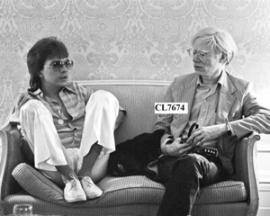 David Cassidy und Andy Warhol unterhalten sich auf einem Liebessitz Foto - Bild 1 von 1