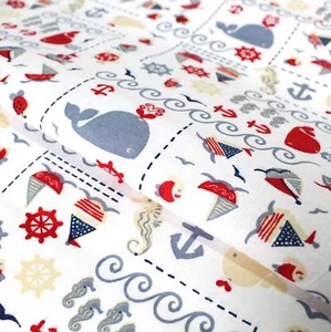 Stoff Meterware Baby Meer Weiß Baumwolle Deko Kinder Kissen - Bild 1 von 6