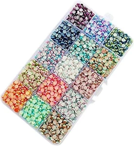 3500Pcs Assorted 15 Colors Gradient Color Half Flatback Imitation Pearl Bead 6Mm - Picture 1 of 4