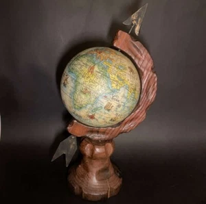 Vintage 1950s Lluis Duran Huix Terrestrial Globe - 30 cm, Papier-Mâché - Picture 1 of 12