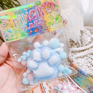 Handmade Flocking Cat's Paw Stress Relief Squishy Toy Mochi Slow Rebound New - Picture 1 of 19