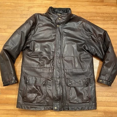 Abrigo de cuero vintage EDDIE BAUER PLUMÓN DE GANSO Parka marrón acolchado talla grande Foto 1 de 4