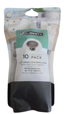 Paquete de 10 perillas de gabinete Liberty Hardware Contempo 1-1/2 bronce cobre destacados Foto 1 de 4