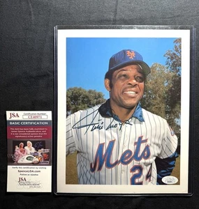 1973 Willie Mays Signed Auto JSA Cert 8x10 NY Mets Photo HOF Deceased Say Hey - Picture 1 of 3