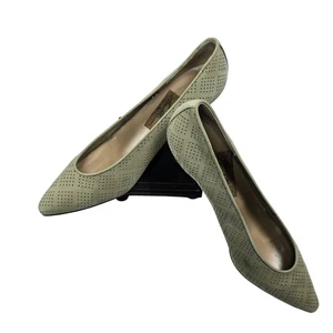 Vtg Amalfi Women's Grey Italian Nubuck Leather Heels Pumps Sz 9.5 AA - Picture 1 of 10