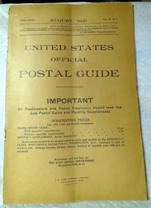 Collectible United States Official Postal Guide August 1920 - Picture 1 of 3