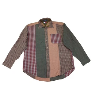 Vintage 90s Tommy Hilfiger Baggy Oversized Patchwork Plaid Button Shirt Medium - Bild 1 von 7