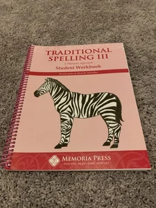 Memoria press Traditional Spelling III Student Workbook homeschool spelling book - Picture 1 of 2