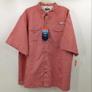 Habit Breakwater S/S Button Up Shirt Men's Red Dahlia Check Outdoor Fishing NWT - Picture 1 of 11
