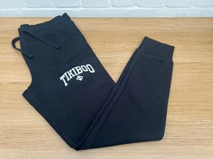Tikiboo Joggers Tempo Libero Slim Fit Nero Bianco Logo Activewear Palestra Small - Foto 1 di 7