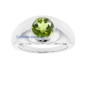 Natural Peridot Gemstone with 925 Sterling Silver Ring for Men's #436 - Picture 1 of 4