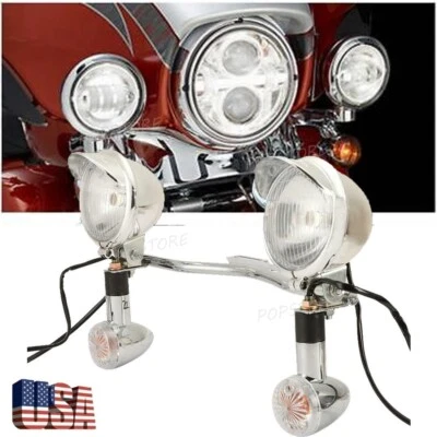 Passing Turn Signal Spot Light Bar For Kawasaki Vulcan VN1500 1600 1700 Classic - Image 1 of 4