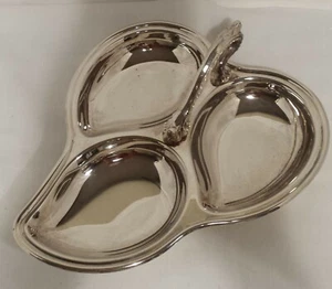 SHERIDAN SILVERPLATE 3-PART DIVIDED 10" BON BON SERVING TRAY LEAF - Picture 1 of 6