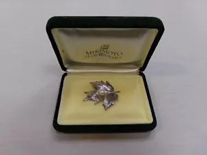 Vintage Mikimoto Pearl Silver Maple Leaf Brooch Pin - Picture 1 of 4