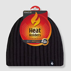 $30 Heat Holders Men's Black Hudson Fine Rib-Knit Beanie Hat One Size