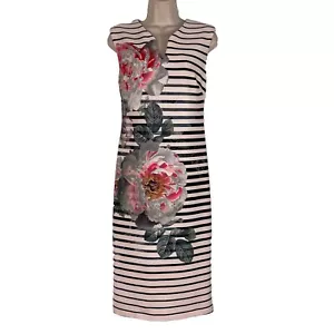 Beige By ECI Dress Women's Size 6 Sleeveless Below Knee Midi Striped Floral - Picture 1 of 13