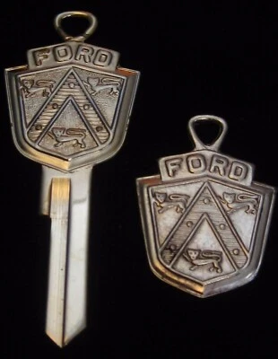 FORD CREST Gold KEY BLANK & TAG fits 1952-1958 Victoria Sunliner Country Squire - Image 1 of 4