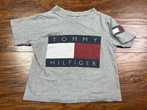 vintage tommy hilfiger flag t shirt size 4 gray d5 - Picture 1 of 6