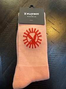 Playboy By PacSun Peach Colored Crew Socks, Playboy Sun Logo  - Picture 1 of 2