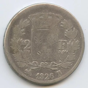 Charles X (1824-1830) 2 Francs Silver 1826 B Rouen - Picture 1 of 2