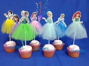 Decoraciones para adorno de pastel de fiesta de cumpleaños para niñas - Princesa congelada Elsa Anna - Imagen 1 de 16