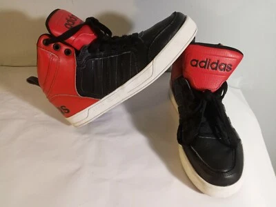 Adidas NEO 9tis Mid Sneakers Kids' Raleigh Size 4 Athletic Black/Red AW5427 — 第 1/4 张图片