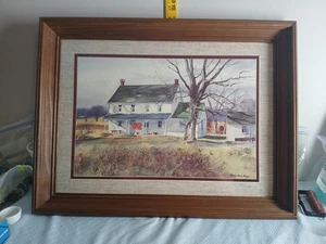 Vintage Ranulph Bye (1916-2003) COUNTRY HOUSE Signed Rustic Framed/Matted - Picture 1 of 5