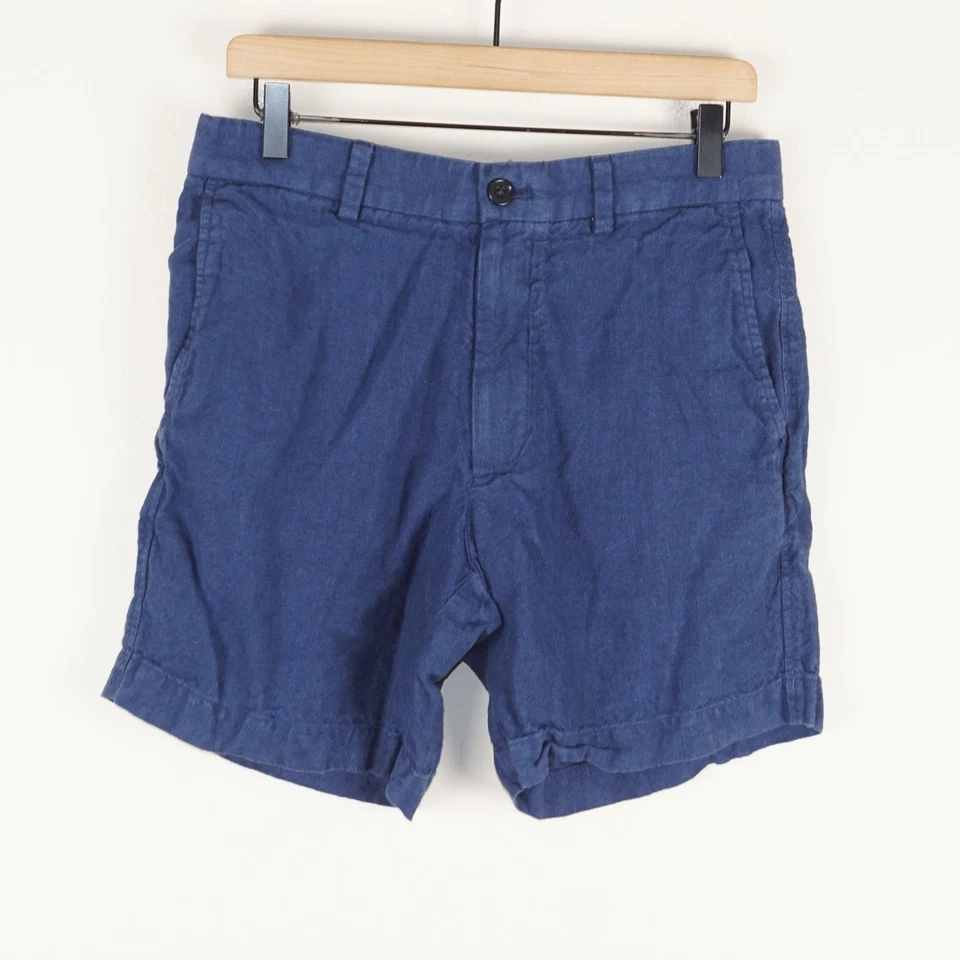 Pantalones Cortos Banana Republic 100% Lino Azul 7" Para Hombre Talla 30 Foto 1 de 4