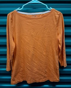 Camisa Talbots Naranja LP Grande Petite Pima Algodón Informal Manga 3/4 - Imagen 1 de 6