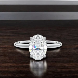 Engagement Ring 14k White Gold 2 Carat Oval Cut Diamond Certified IGI Lab Grown - Picture 1 of 13