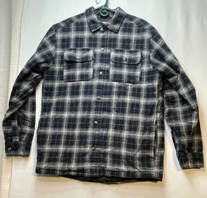 Rugged Elements shirt mens medium button flannel long sleeve heavy plaid black - Picture 1 of 13