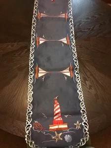 Lighthouse seashells sailboats Nautica Table Linens Runner - Picture 1 of 2