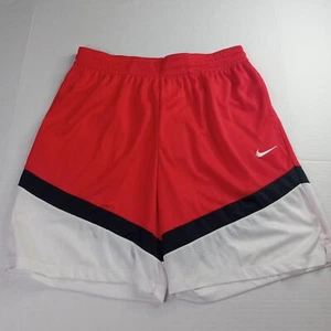 Men's Nike Loose Fit Above Knee Length Basketball Shorts Size L Large Red White - Picture 1 of 8