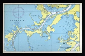 1965 USACE Map Lake St. Clair Anchor Bay Chenal A Bout Rond Pollet Bay Michigan - Picture 1 of 4