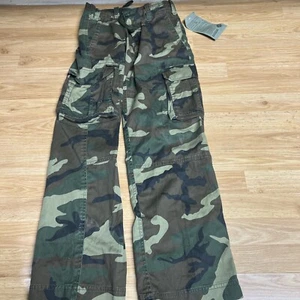 Rothco Kids L Woodland Camo Paratrooper Fatigues Cargo Pants Army Military NWT - Picture 1 of 6