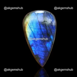 Orecchini Cabochon 73,00 Cts Pera Naturale Fuoco Labradorite Creazione 45x27x7 mm - Foto 1 di 11