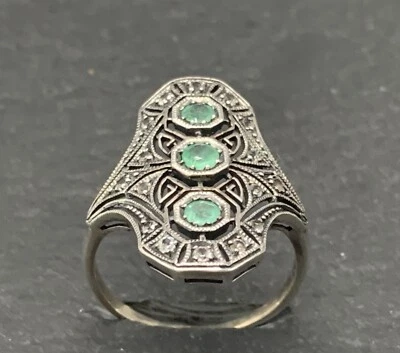 Smaragd Ring  Smaragd & Topas 925er Silber   Gr. 56 - Bild 1 von 4