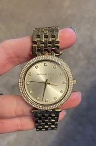 Michael Kors MK3216 Darci Gold Tone Pave Bezel Women's Watch New Battery - Picture 1 of 3