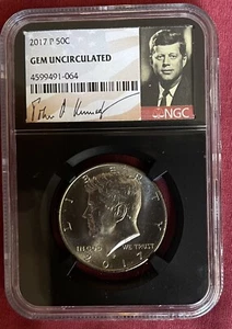 2017 P NGC KENNEDY HALF DOLLAR JFK COIN SIGNATURE LABEL 50C GEM UNCIRCULATED - Picture 1 of 2