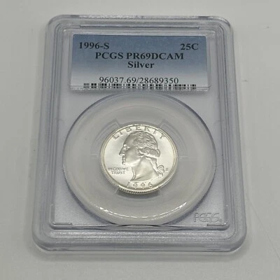 1996 S 25C PCGS Washington Silver Quarter GRADED Proof PR69DCAM - Image 1 of 2